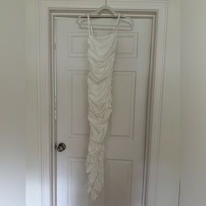 Superdown white ruched dress